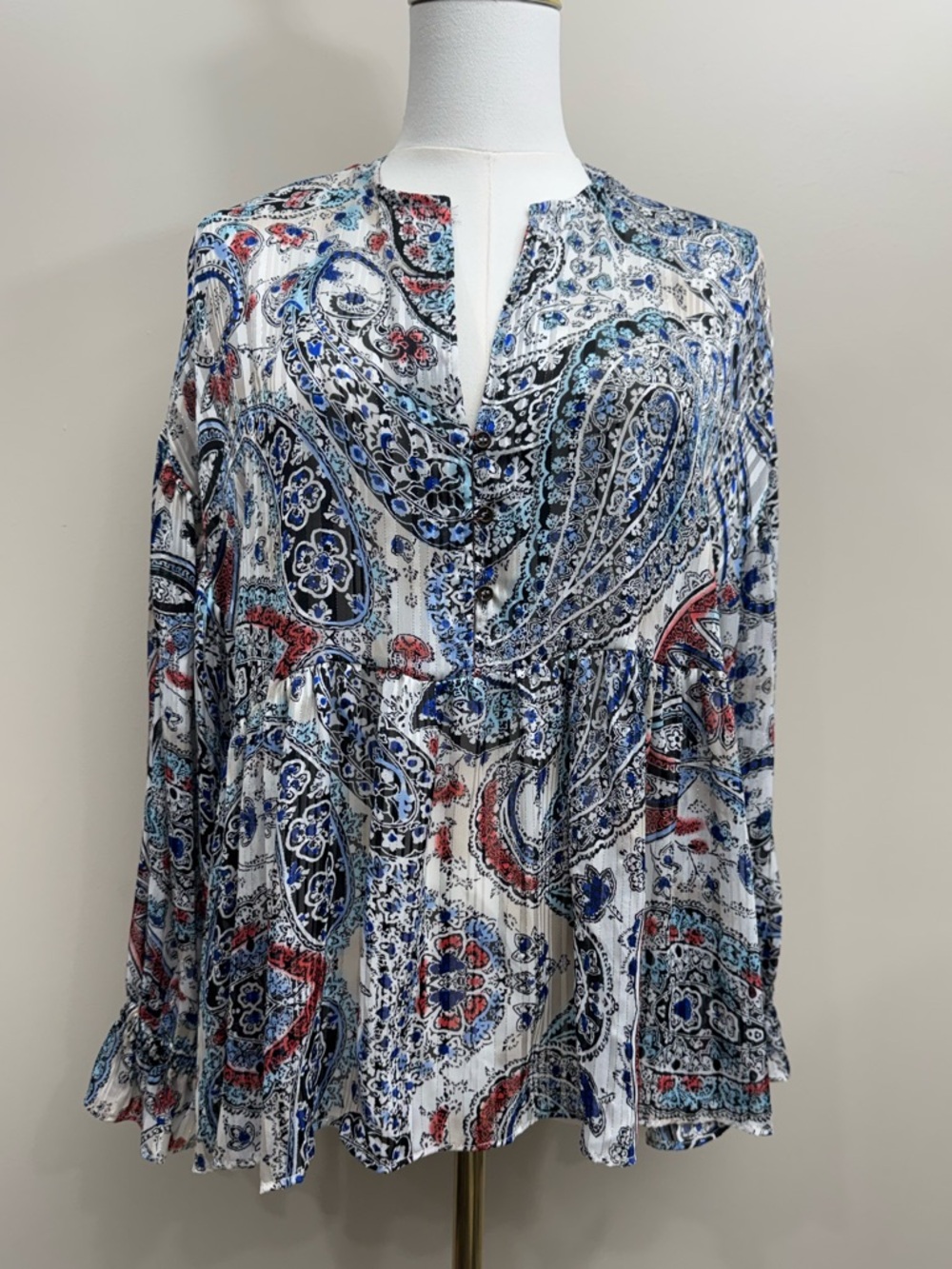 ZARA Boho Paisley Blouse Flowy Lightweight Top XS